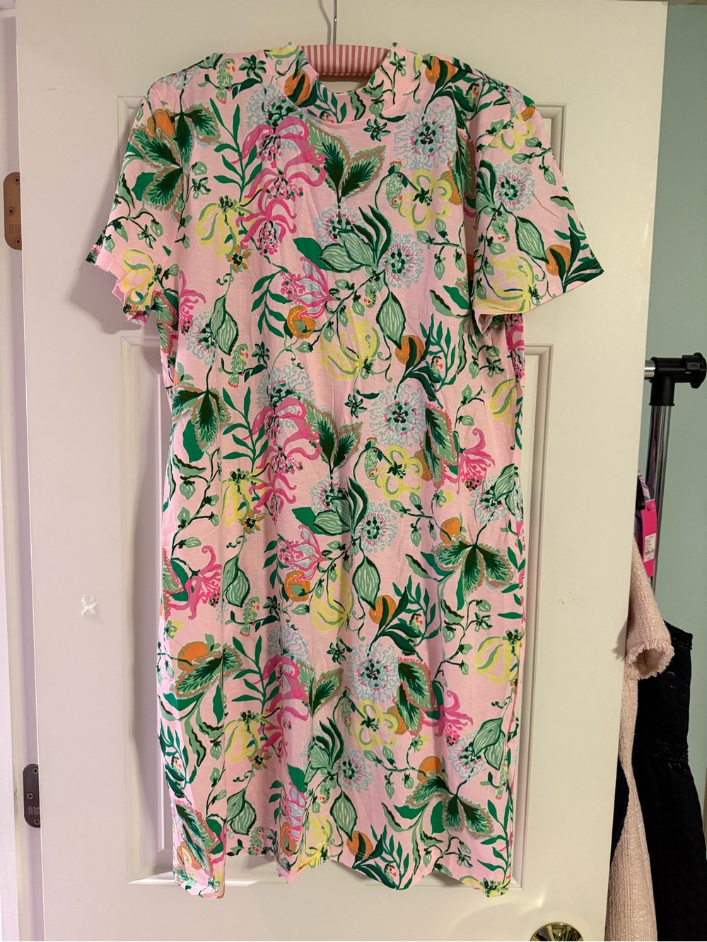 Lilly Pulitzer Pink Floral Print V-Neck Dress Hallie XL